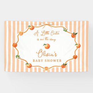 Droll gestreepte oranje kleine schat baby shower spandoek