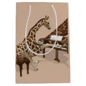 Droll Giraffe houdt van piano spelen Medium Cadeauzakje (Voorkant)