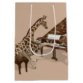 Droll Giraffe houdt van piano spelen Medium Cadeauzakje (Achterkant)