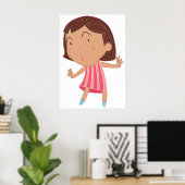 Droll Meisje in Roze Gestreepte Jurk Poster (Thuiskantoor)