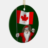 Droll Santa Claus met Maple Leaf-vlag Keramisch Ornament (Rechts)