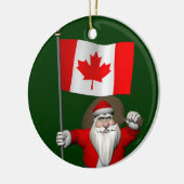 Droll Santa Claus met Maple Leaf-vlag Keramisch Ornament (Links)