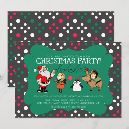 Drollere Kinderkerstfeest Uitnodiging (Voorkant / Achterkant)
