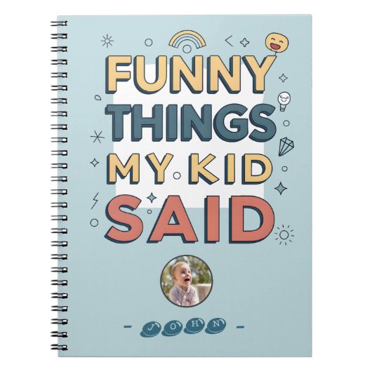 Drollige dingen die mijn kind zei speelse quote notitieboek (Voorkant)