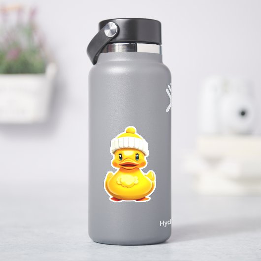 Drollige gele rubberen eend sticker (HydroFlask)