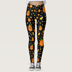 Drollige pompoenen en candy corn leuk Halloween Leggings