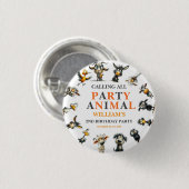 Drollle Dieren 2de Verjaardagsfeestje Ronde Button 3,2 Cm (Voorkant /achterkant)