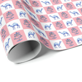 Dromedarissen en blokdruk lotusbloem cadeaupapier