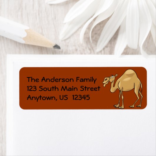Dromedary Camel Cartoon Etiket (Insitu)