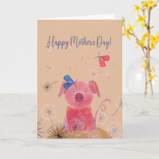 Dromelig varkenskaartje kaart (Gele Bloem)