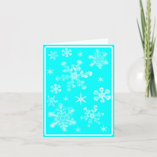 Dromely Aqua Winter Snowflake Folded Wenskaart Kaart (Voorkant)