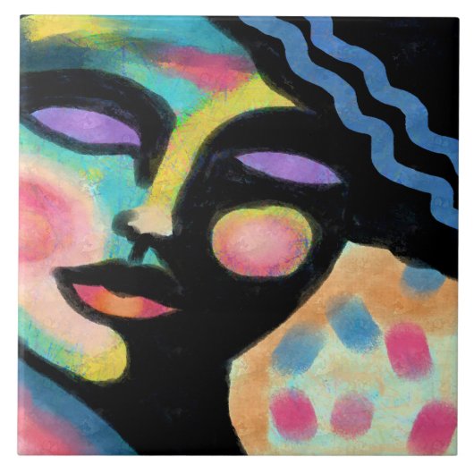 Dromen Abstract digitaal portret van een vrouw Tegeltje (Voorkant)