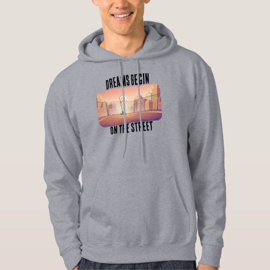"Dromen beginnen op straat" Basketbal Hoodie (Voorkant)