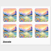 Dromen bij de bergen Lake Sanctuary Vierkante Sticker (Vel)