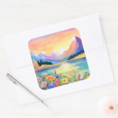 Dromen bij de bergen Lake Sanctuary Vierkante Sticker (Envelop)