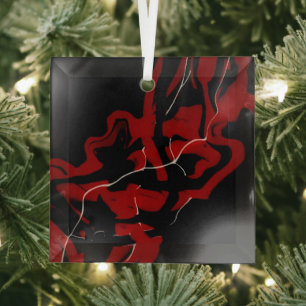 Dromen en Nachtmerries Rood Abstract Vloeibare Kun Glas Ornament