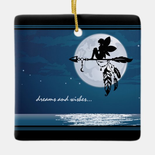 dromen en wensen - Full Moon and Fairy Beach Keramisch Ornament (Voorkant)