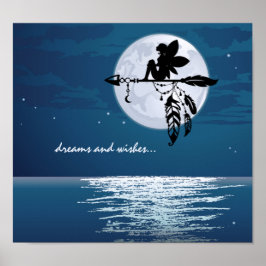 dromen en wensen ~ Full Moon, Fairy, Arrow Beach Poster