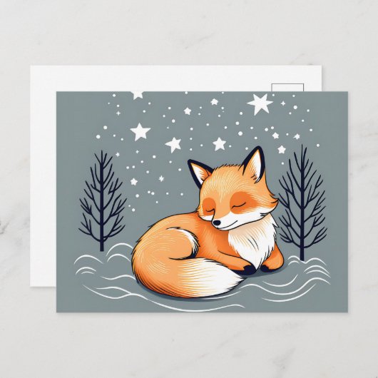 Dromen Fox Night Sky Briefkaart (Voorkant / Achterkant)