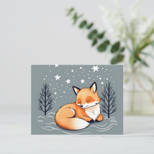 Dromen Fox Night Sky Briefkaart (Staand voorkant)