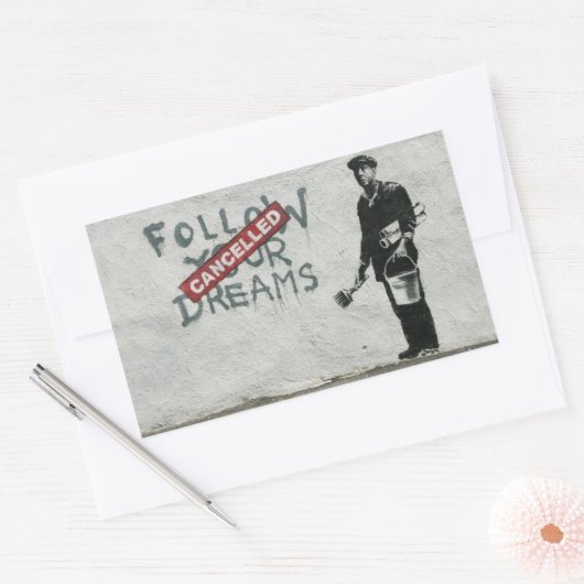 Dromen geannuleerd rechthoekige sticker (Envelop)