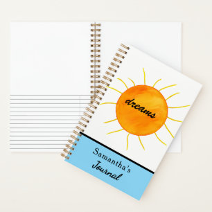 Dromen Geel Oranje Zon Naam Blauwe Journaal Notitieboek
