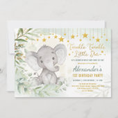 Dromen Greenery Moon & Stars Elephant 1e verjaarda Kaart (Voorkant)