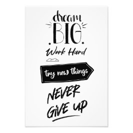 Dromen groot werk hard proberen nieuwe dingen nooi foto afdruk