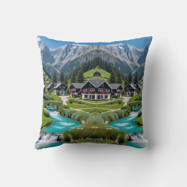 Dromen in de Alpen – Sereniteit ontmoet zachtheid Kussen (Achterkant)