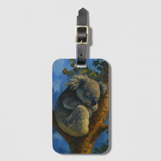 Dromen in de Eucalyptus - Sleeping Koala Art Bagagelabel (Voorkant (verticaal))