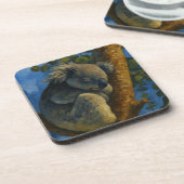 Dromen in de Eucalyptus - Sleeping Koala Art Bier Onderzetter (Linkerzijde)