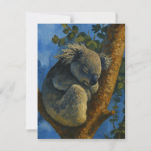 Dromen in de Eucalyptus - Sleeping Koala Art Briefkaart