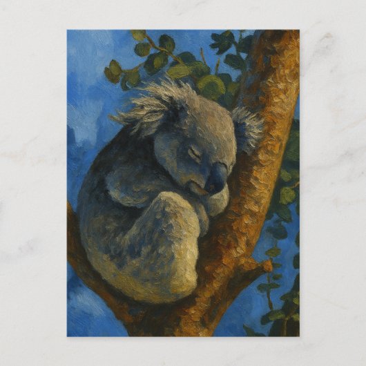 Dromen in de Eucalyptus - Sleeping Koala Art Briefkaart (Voorkant)