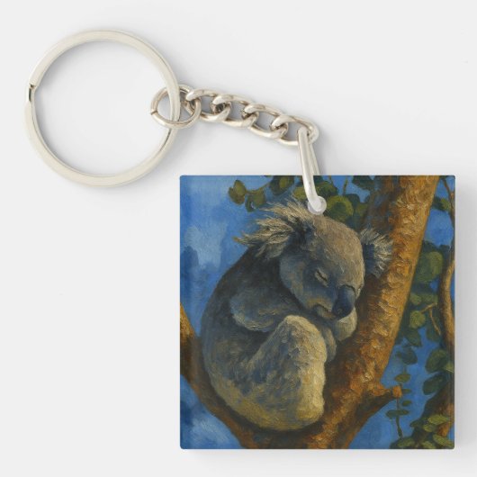Dromen in de Eucalyptus - Sleeping Koala Art Sleutelhanger (voorkant)