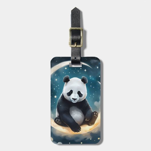 Dromen in het maanlicht: Panda's hemelse serenade Bagagelabel (Voorkant verticaal)