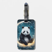 Dromen in het maanlicht: Panda's hemelse serenade Bagagelabel (Achterkant verticaal)