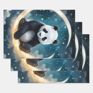 Dromen in het maanlicht: Panda's hemelse serenade Inpakpapier Vel