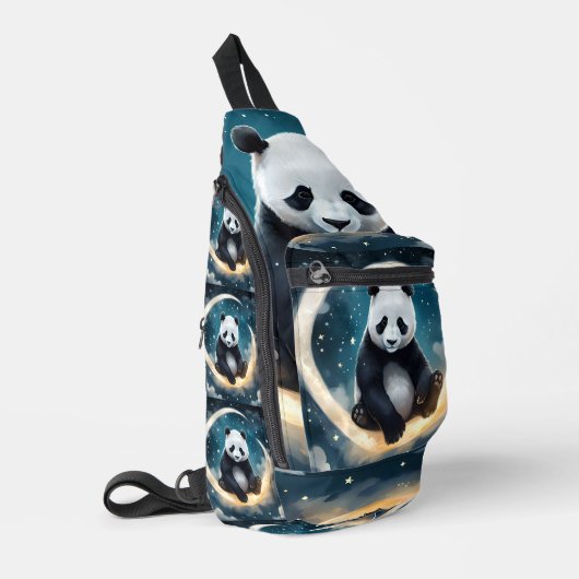 Dromen in het maanlicht: Panda's hemelse serenade Sling Bag (Linkerhoek)