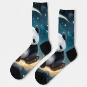 Dromen in het maanlicht: Panda's hemelse serenade Sokken (Links)