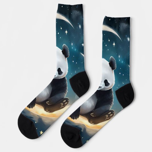 Dromen in het maanlicht: Panda's hemelse serenade Sokken (Links)