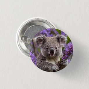 Dromen in het Paarse: een koala in een jacaranda b Ronde Button 3,2 Cm