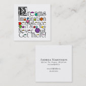 Dromen Inspirerend Typografisch Ontwerp Vierkante Visitekaartje (Voorkant / Achterkant)