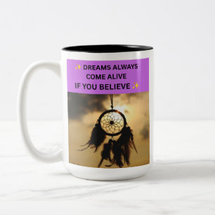 ✨ DROMEN KOMEN ALTIJD TOT LEVEN ALS JE GELOOFT ✨ TWEEKLEURIGE KOFFIEMOK