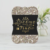 Dromen komen echt uit de gouden glitter uitnodigin kaart (Staand voorkant)