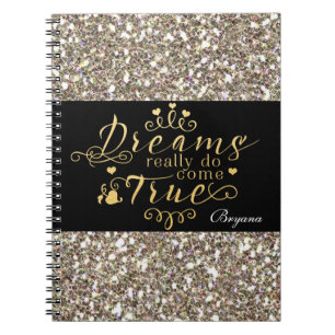 DROMEN KOMEN ECHT UIT Gold Glitter Notebook Notitieboek