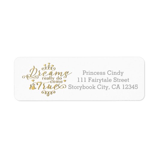 DROMEN KOMEN ECHT UIT GOUDEN ADRESETIKETTEN ETIKET (Voorkant)