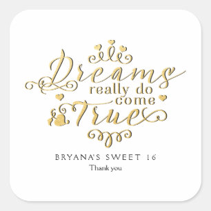 DROMEN KOMEN ECHT UIT GOUDEN gunst Sticker