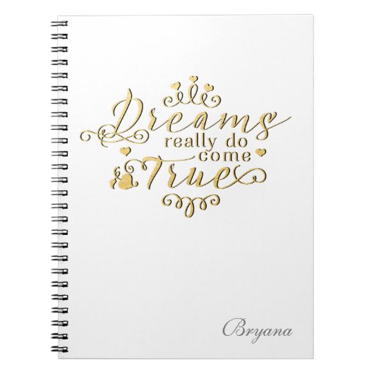 DROMEN KOMEN ECHT UIT Gouden Notitieboek Dagboek (Voorkant)