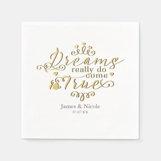 DROMEN KOMEN ECHT UIT Gouden Prinses Servetten (Voorkant)