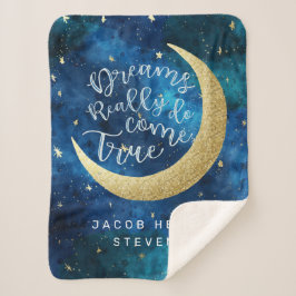 Dromen komen echt uit Maan & Sterren Baby Naam Sherpa Deken